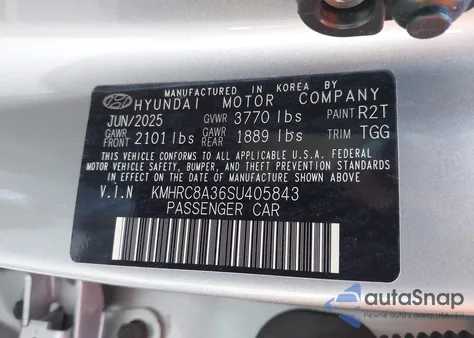 2025 Hyundai Venue Sel from USA, damaged, VIN KMHRC8A36SU405843